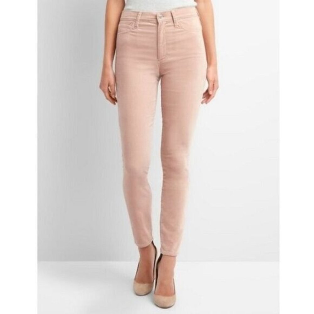 GAP 1969 True Skinny Super High Rise Velour Light Pink Jeans Size 26R